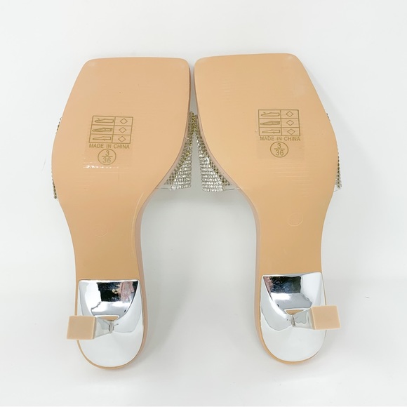 NEW $78 Nasty Gal Truffle Collection Diamonte Rhinestone Square Toe Mules 5.5 - Picture 11 of 11